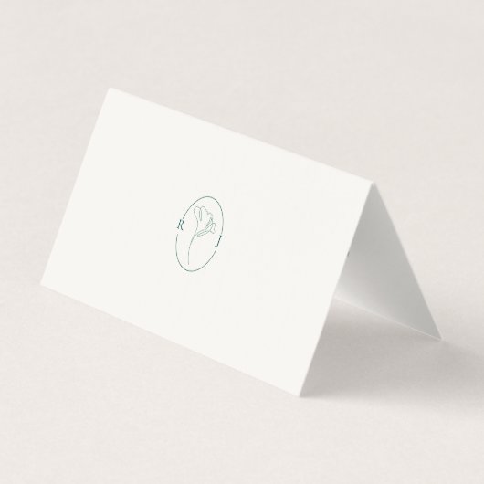 Modern Minimal Emerald Ivory Wedding Place Cards (裏面)