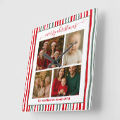 Modern Minimal family Photo merry Christmas スクエア壁時計 (傾斜)