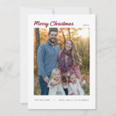 Modern Minimal Family Three Photo Merry Christmas  シーズンカード (正面)