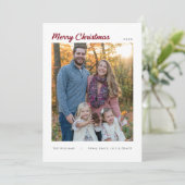 Modern Minimal Family Three Photo Merry Christmas  シーズンカード (スタンド正面)