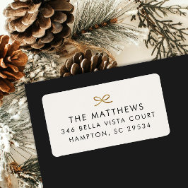 Modern Minimal Faux Foil Bow Return Address ラベル
