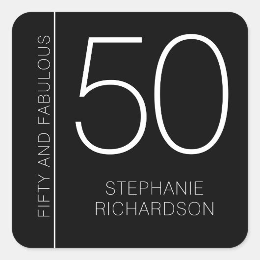 Modern Minimal Fifty and Fabulous 50th Birthday スクエアシール (正面)