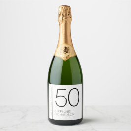 Modern Minimal Fifty and Fabulous 50th Birthday スパークリングワインラベル