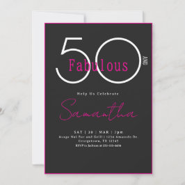 Modern Minimal Fifty and Fabulous 50th Birthday 招待状