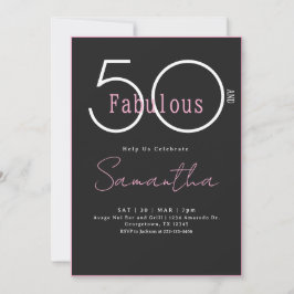 Modern Minimal Fifty and Fabulous 50th Birthday 招待状
