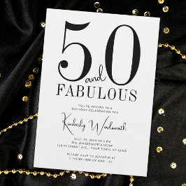 Modern Minimal Fifty and Fabulous 50th Birthday 招待状