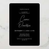 Modern Minimal Fifty Fabulous Photo Black Birthday 箔招待状 (裏面)