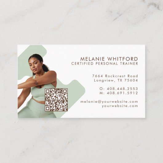 Modern Minimal Fitness Personal Trainer Photo QR 名刺 (裏面)