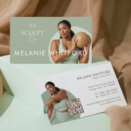 Modern Minimal Fitness Personal Trainer Photo QR 名刺