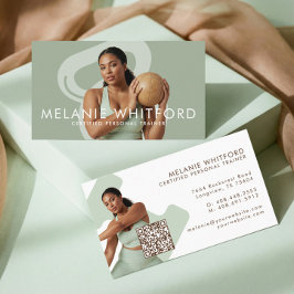 Modern Minimal Fitness Personal Trainer Photo QR 名刺