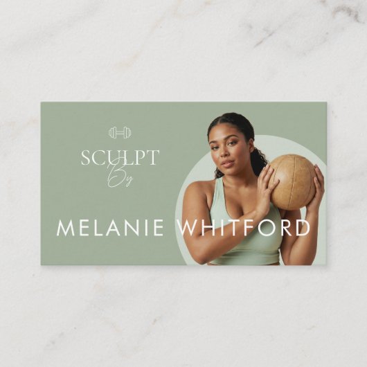 Modern Minimal Fitness Personal Trainer Photo QR 名刺 (正面)