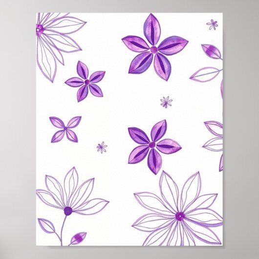 Modern Minimal Floral Abstract Line Art Poster ポスター (正面)