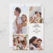 Modern Minimal Four Photo Collage Christmas シーズンカード (正面)