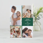 Modern Minimal Four Photo Collage Christmas シーズンカード (スタンド正面)