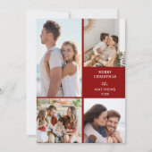 Modern Minimal Four Photo Collage Christmas シーズンカード (正面)