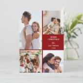 Modern Minimal Four Photo Collage Christmas シーズンカード (スタンド正面)
