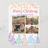 Modern Minimal Fun 3 Photo Doodle Christmas シーズンカード (正面/裏面)