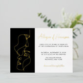 Modern Minimal Gold Black Line Art Wedding  箔招待状 (立ち正面)