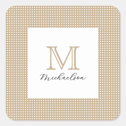 Modern Minimal Gold Elegant Monogram スクエアシール (正面)