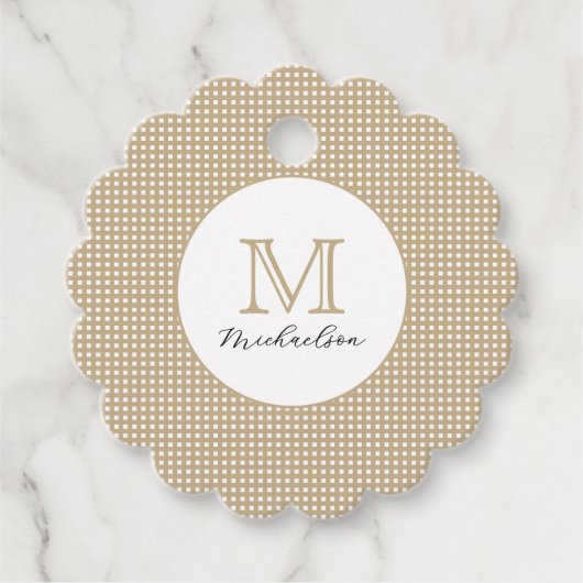 Modern Minimal Gold Elegant Monogram フェイバータグ (正面)
