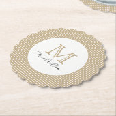 Modern Minimal Gold Elegant Monogram ペーパーコースター (アングル)