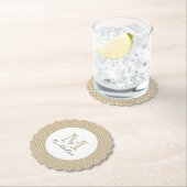 Modern Minimal Gold Elegant Monogram ペーパーコースター (インサイチュ)