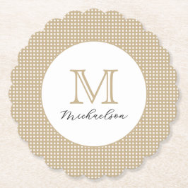 Modern Minimal Gold Elegant Monogram ペーパーコースター