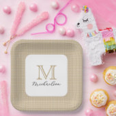 Modern Minimal Gold Elegant Monogram ペーパープレート (パーティー)