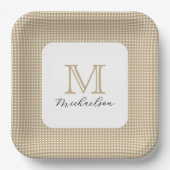 Modern Minimal Gold Elegant Monogram ペーパープレート (正面)