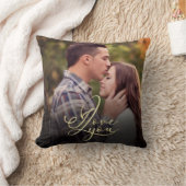 Modern Minimal Gold I Love You Typography Photo  クッション (ブランケット)