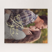 Modern Minimal Gold I Love You Typography Photo  ジグソーパズル (横)