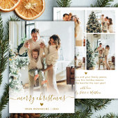 Modern Minimal Gold Script 5 Photo Merry Christmas シーズンカード