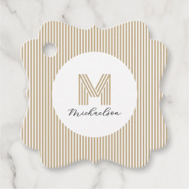 Modern Minimal Gold Stripes Monogram フェイバータグ