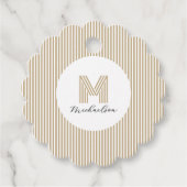 Modern Minimal Gold Stripes Monogram フェイバータグ (正面)