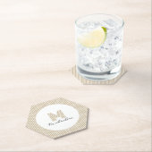 Modern Minimal Gold Stripes Monogram ペーパーコースター (インサイチュ)