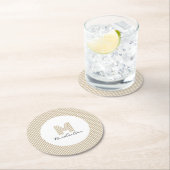 Modern Minimal Gold Stripes Monogram ラウンドペーパーコースター (インサイチュ)