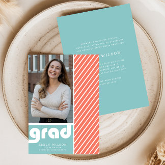 Modern Minimal Grad Photo Graduation Party 招待状