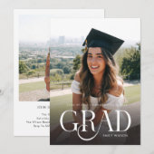 Modern Minimal Graduate Two Photo Graduation Party 招待状 (正面/裏面)