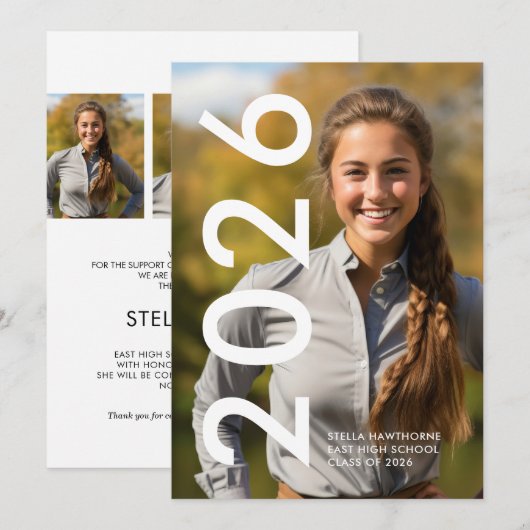 Modern Minimal Graduation 案内状 (正面/裏面)