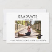 Modern Minimal Graduation Announcement with Photo  招待状 (正面)