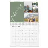 Modern Minimal Green 4 Photos Per Month カレンダー (2月 2027)