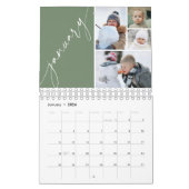 Modern Minimal Green 4 Photos Per Month カレンダー (1月 2026)