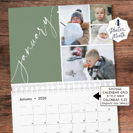Modern Minimal Green 4 Photos Per Month カレンダー
