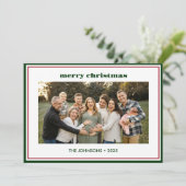 Modern Minimal Green Border Photo Holiday Card シーズンカード (スタンド正面)