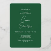 Modern Minimal Green Photo Fortieth Birthday 箔招待状 (裏面)