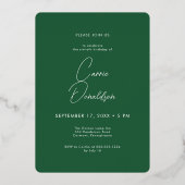 Modern Minimal Green Photo Sixtieth Birthday 箔招待状 (裏面)