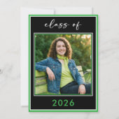 Modern Minimal Green Script Graduation Party 招待状 (裏面)