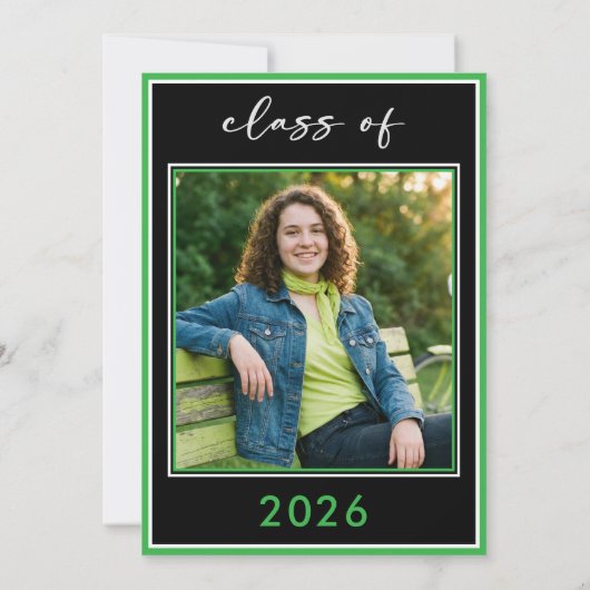 Modern Minimal Green Script Graduation Party 招待状 (裏面)