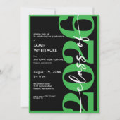 Modern Minimal Green Typography Graduation Party 招待状 (正面)