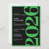 Modern Minimal Green Typography Graduation Party 招待状 (正面)